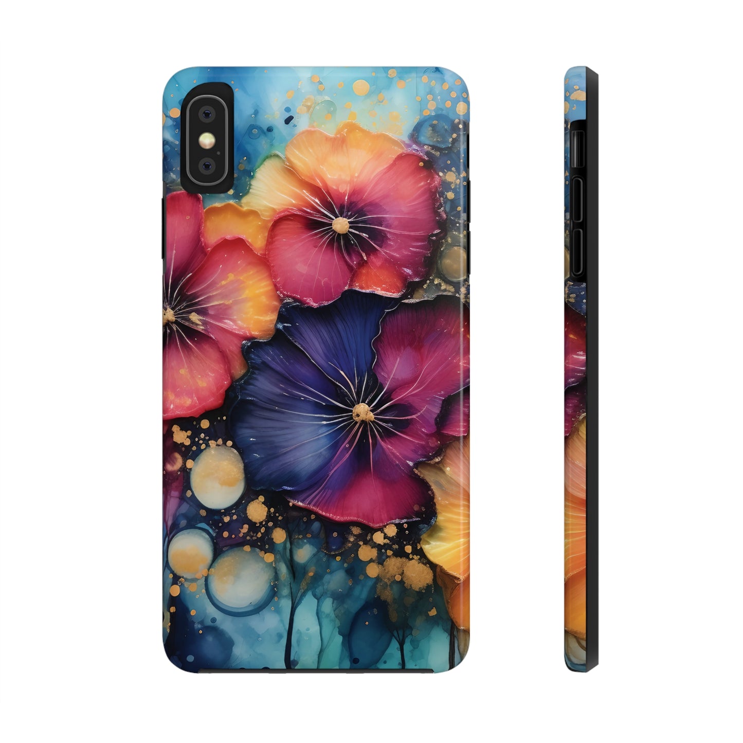 Vibrant 3D Watercolor Flowers print Design Tough Phone Case compatible with a large variety of iPhone models, Gift, Phone Case