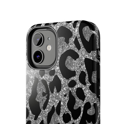 Silver and Black Leopard Design Phone Case- Lightweight, Impact Resistant Cover for iPhone 6, 6s, 12, 13, 14, 15