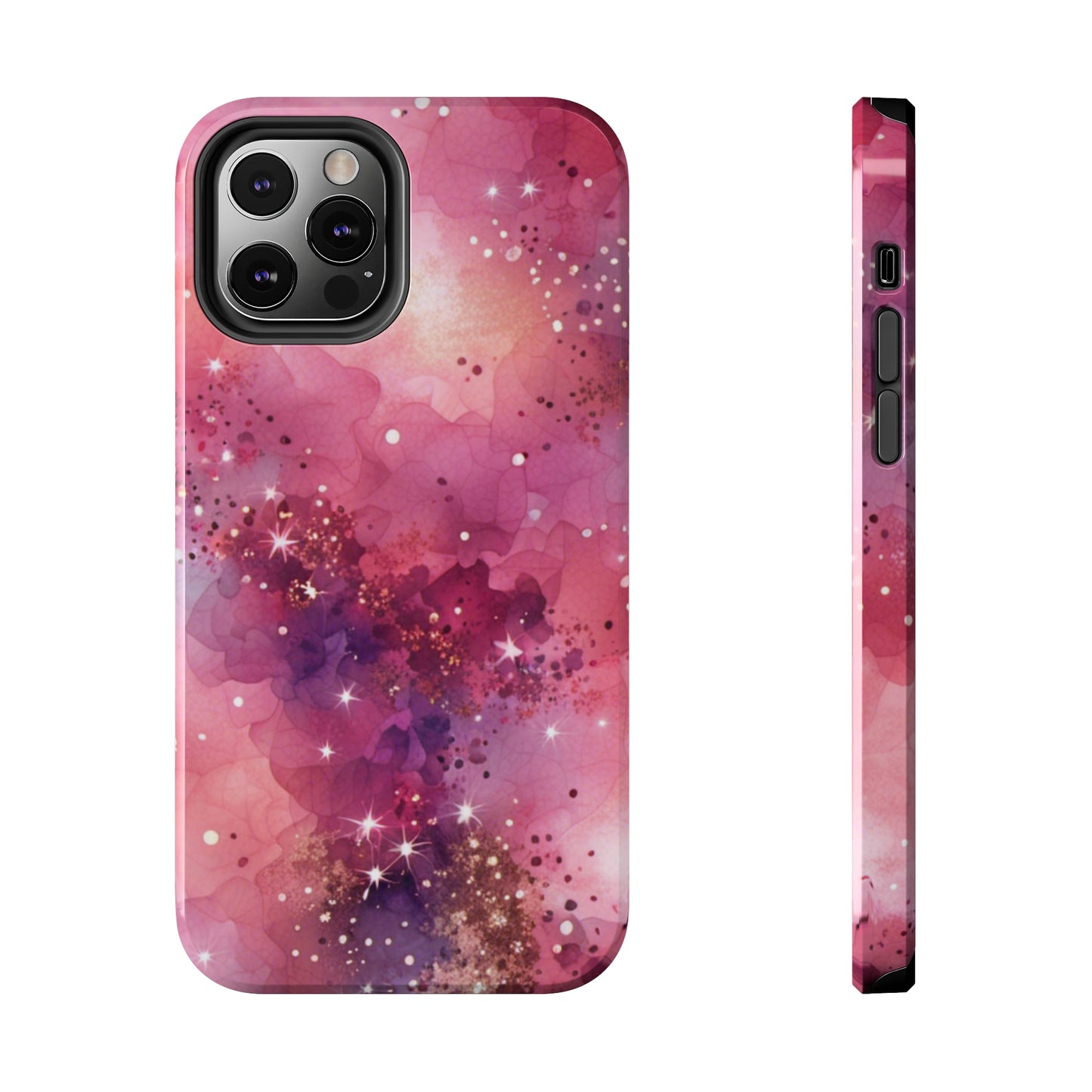 Scattered Pink and Gold Pattern Design Tough Phone Case compatible with a large variety of iPhone models, Phone Case, Gift