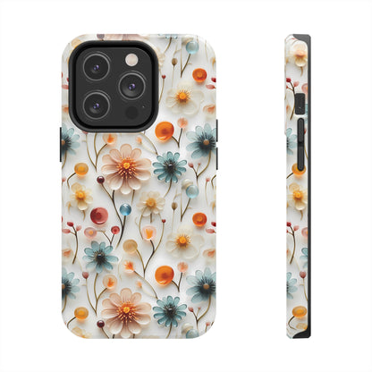 3D Glass Flower Pattern Design Tough Phone Case compatible with a large variety of iPhone models, Phone Case, Birthday Gift