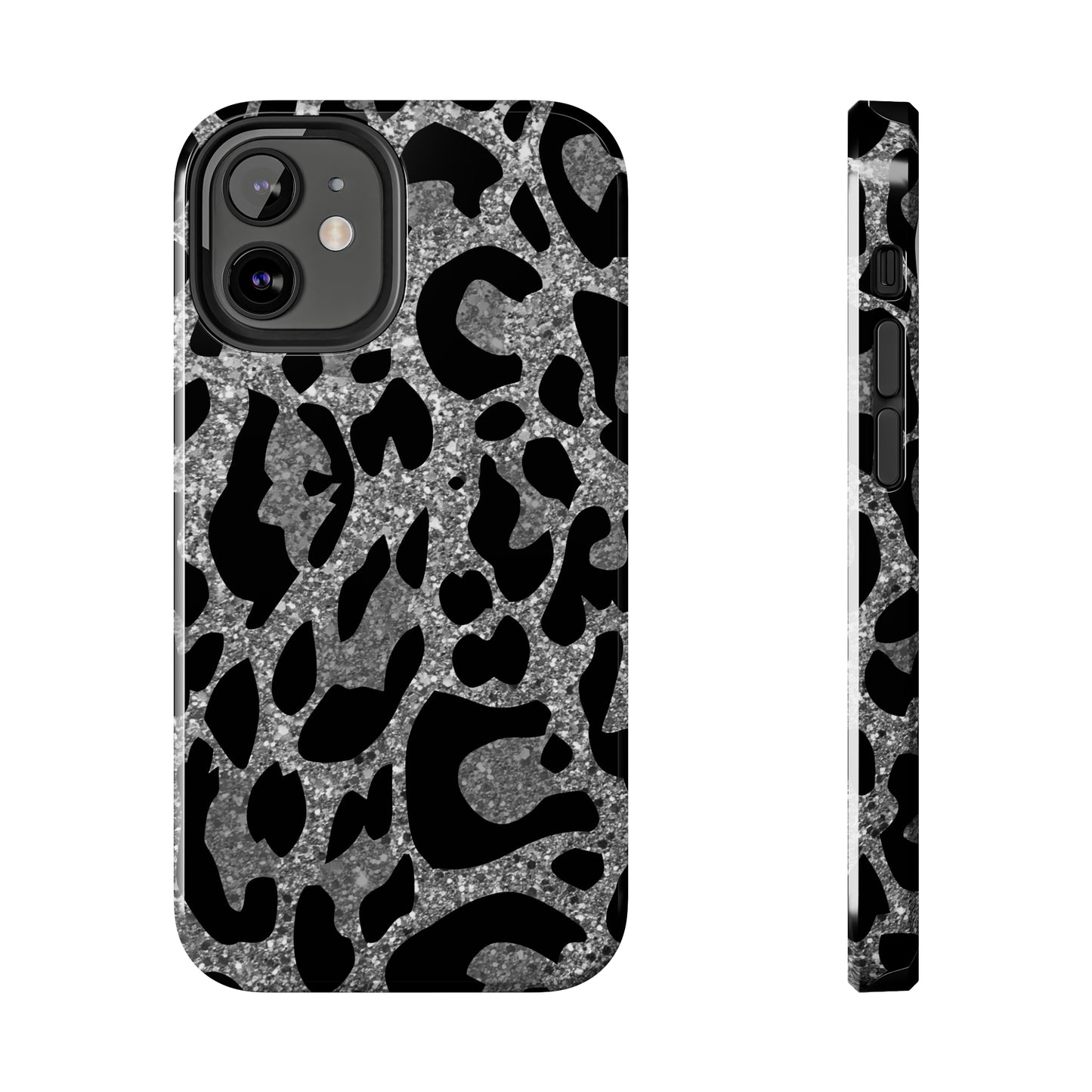 Silver and Black Leopard Design Phone Case- Lightweight, Impact Resistant Cover for iPhone 6, 6s, 12, 13, 14, 15