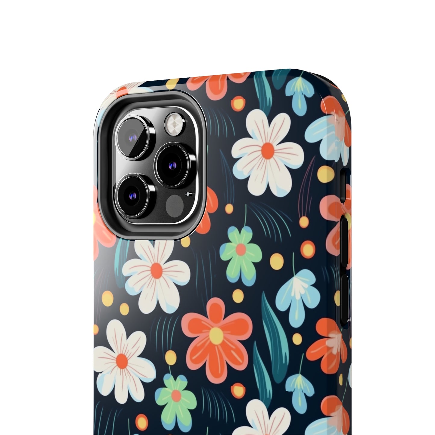 Retro Vibrant Flowers Pattern print design Tough Phone Case compatible with a large variety of phone models, Phone Case, Gift