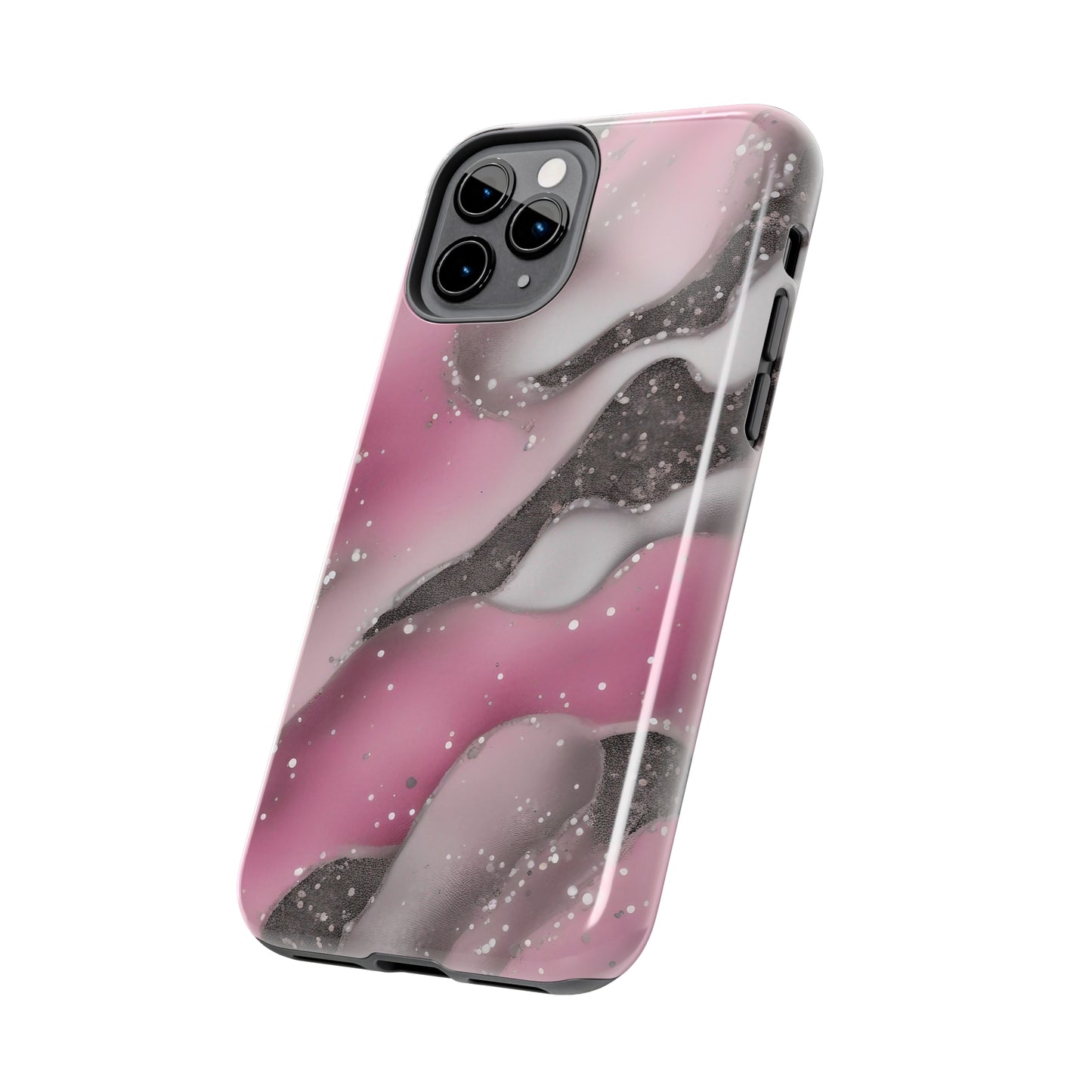 Waves of Pink and Black Pattern print design Tough Phone Case compatible with a large variety of phone models, Phone Case