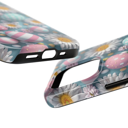 Easter Eggs and Daisies Digital print Design Tough Phone Case compatible with a large variety of iPhone models, Gift, Phone Case