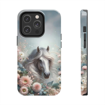 Beautiful Horse and Floral print Design Tough Phone Case compatible with a large variety of iPhone models, Gift, Phone Case