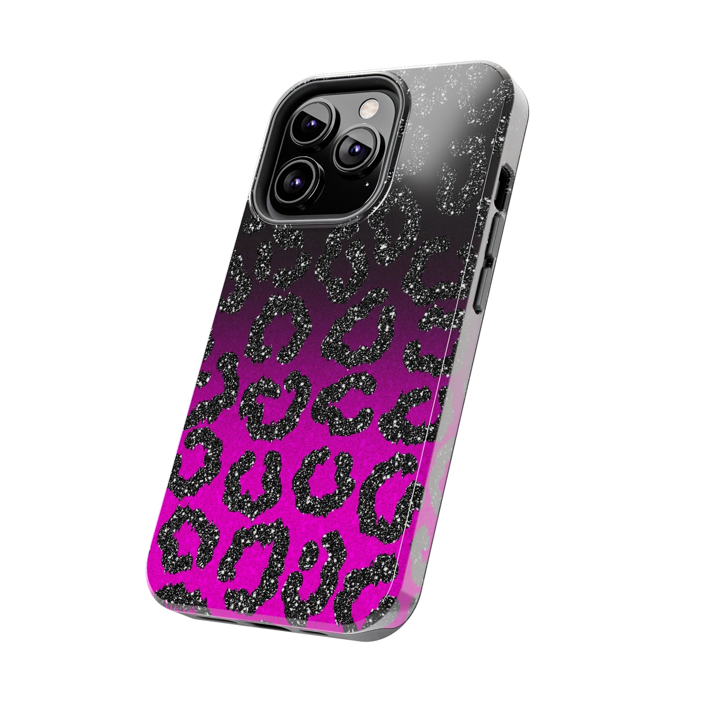 Pink and Black Ombre Leopard Design Phone Case- Lightweight, Impact Resistant Cover for iPhone 6, 6s, 12, 13, 14, 15