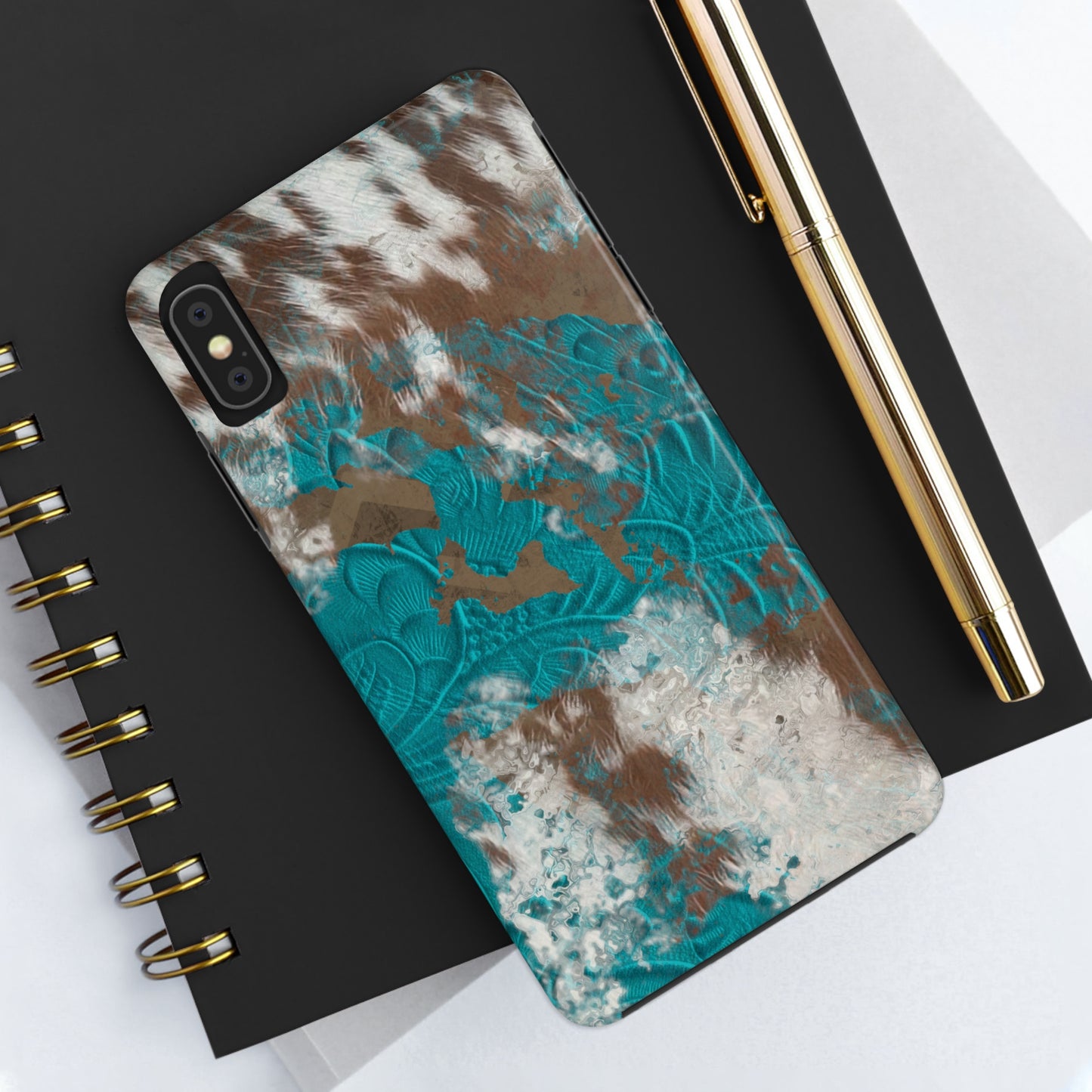 Western Cow Print Design  Phone Case- Lightweight, Impact Resistant Cover for iPhone 6, 6s, 12, 13, 14, 15