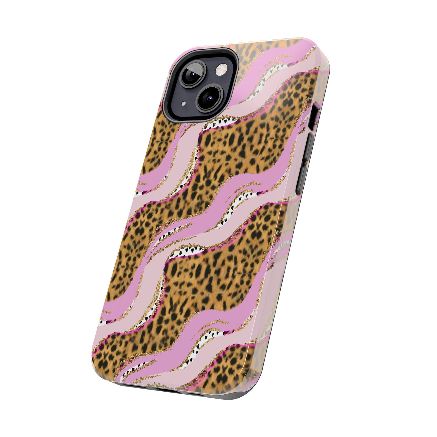 Cheetah Waves with Pink and Gold Design Phone Case- Lightweight, Impact Resistant Cover for iPhone 6, 6s, 12, 13, 14, 15