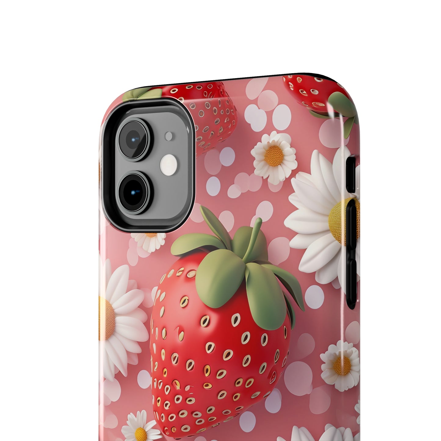 Strawberries & Daisies Digital print Design Tough Phone Case compatible with a large variety of iPhone models, Gift, Phone Case