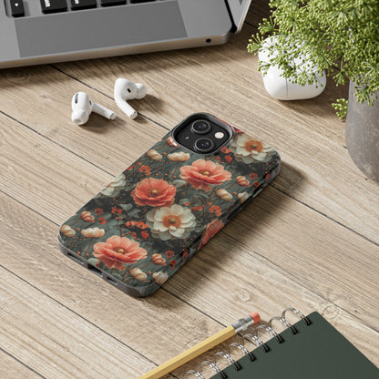 Elegant Peach Flowers Protective Cover, Botanical Garden design Tough Phone Case compatible with a large variety of iphone models