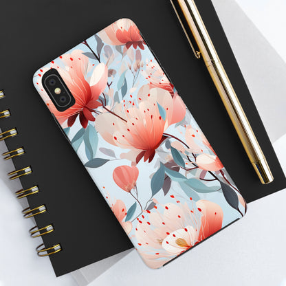 Red Flowers Digital print Design Tough Phone Case compatible with a large variety of iPhone models, Gift, Phone Case