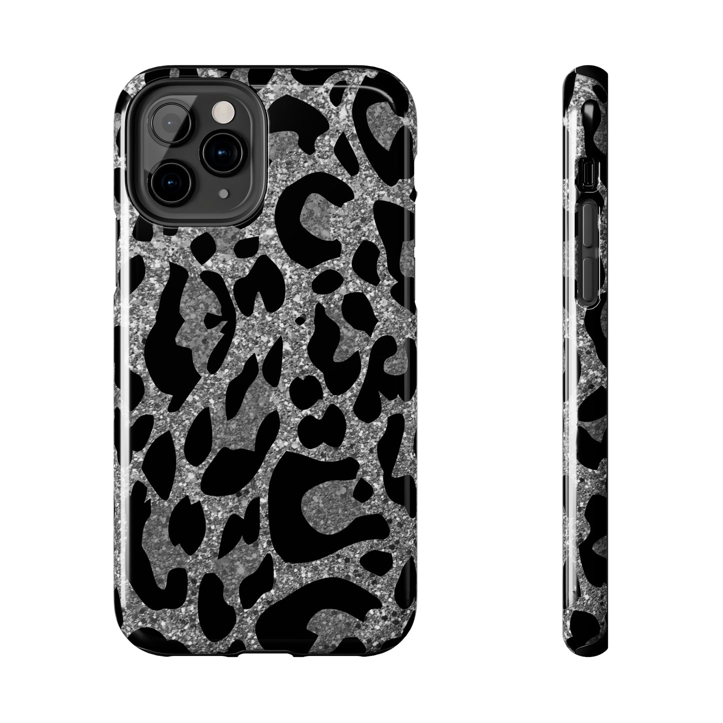 Silver and Black Leopard Design Phone Case- Lightweight, Impact Resistant Cover for iPhone 6, 6s, 12, 13, 14, 15