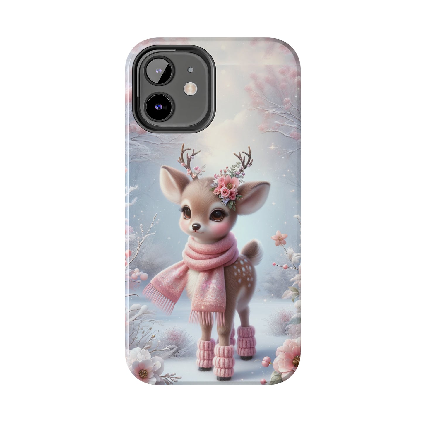 Cute Deer Winter Scene Pattern Design Tough Phone Case compatible with a large variety of iPhone models, Gift, Phone Case