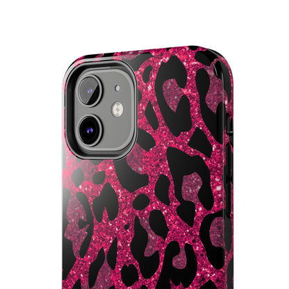 Pink and Black Leopard Design Phone Case- Lightweight, Impact Resistant Cover for iPhone 6, 6s, 12, 13, 14, 15