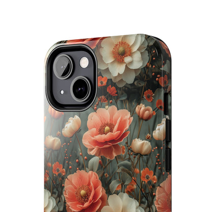 Elegant Peach Flowers Protective Cover, Botanical Garden design Tough Phone Case compatible with a large variety of iphone models