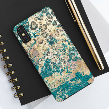 Western Turquoise and Cheetah Design Tough Phone Case compatible with a large variety of phone models, Gift, Phone Case