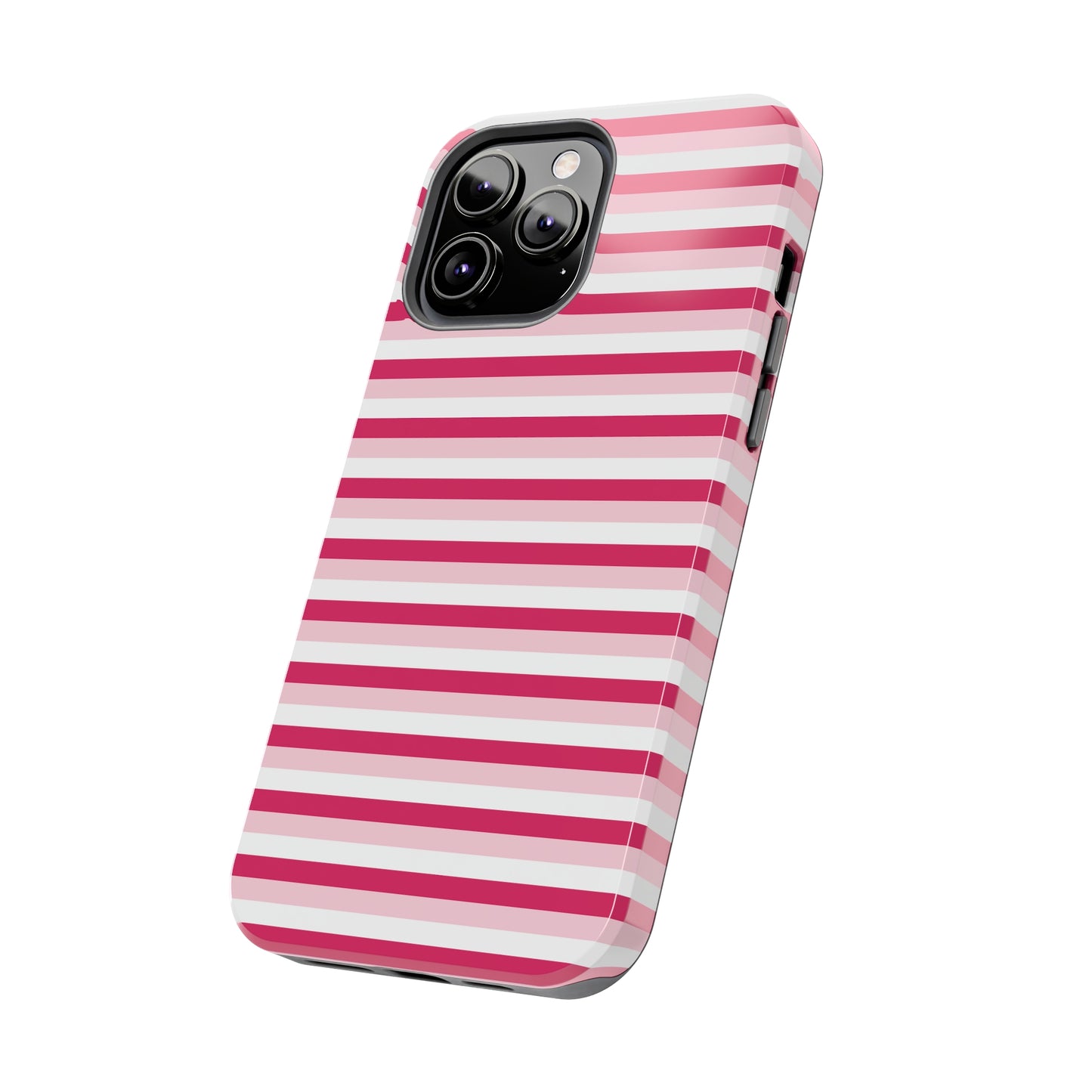 Pink and White Girly Stripe print Design Tough Phone Case compatible with a large variety of iPhone models, Gift, Phone Case