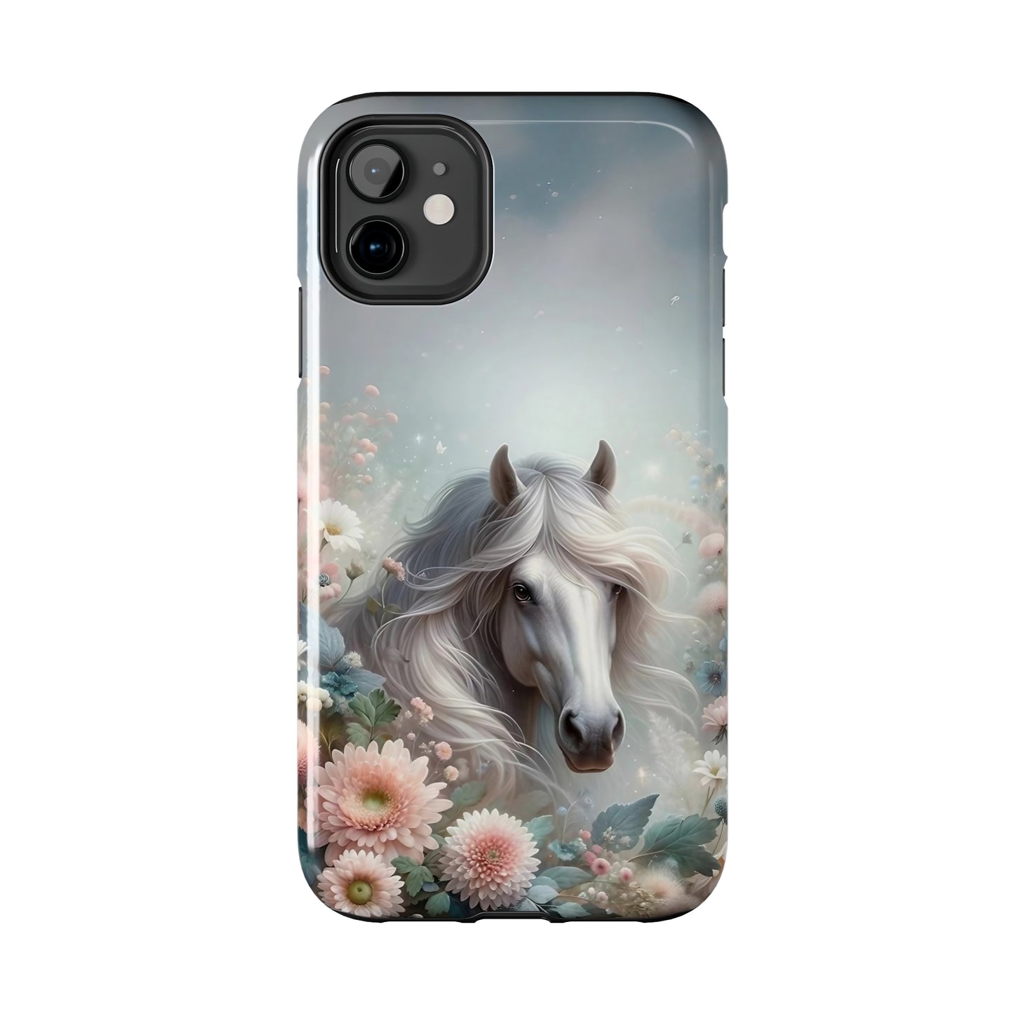 Beautiful Horse and Floral print Design Tough Phone Case compatible with a large variety of iPhone models, Gift, Phone Case