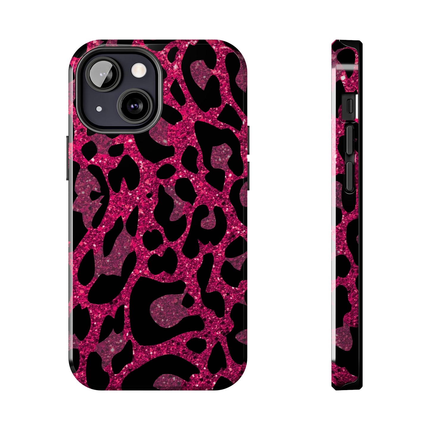 Pink and Black Leopard Design Phone Case- Lightweight, Impact Resistant Cover for iPhone 6, 6s, 12, 13, 14, 15