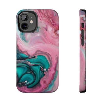 Pink and Teal Alcohol Ink Pattern Design Phone Case compatible with a large variety of iPhone models, Phone Case, Gift