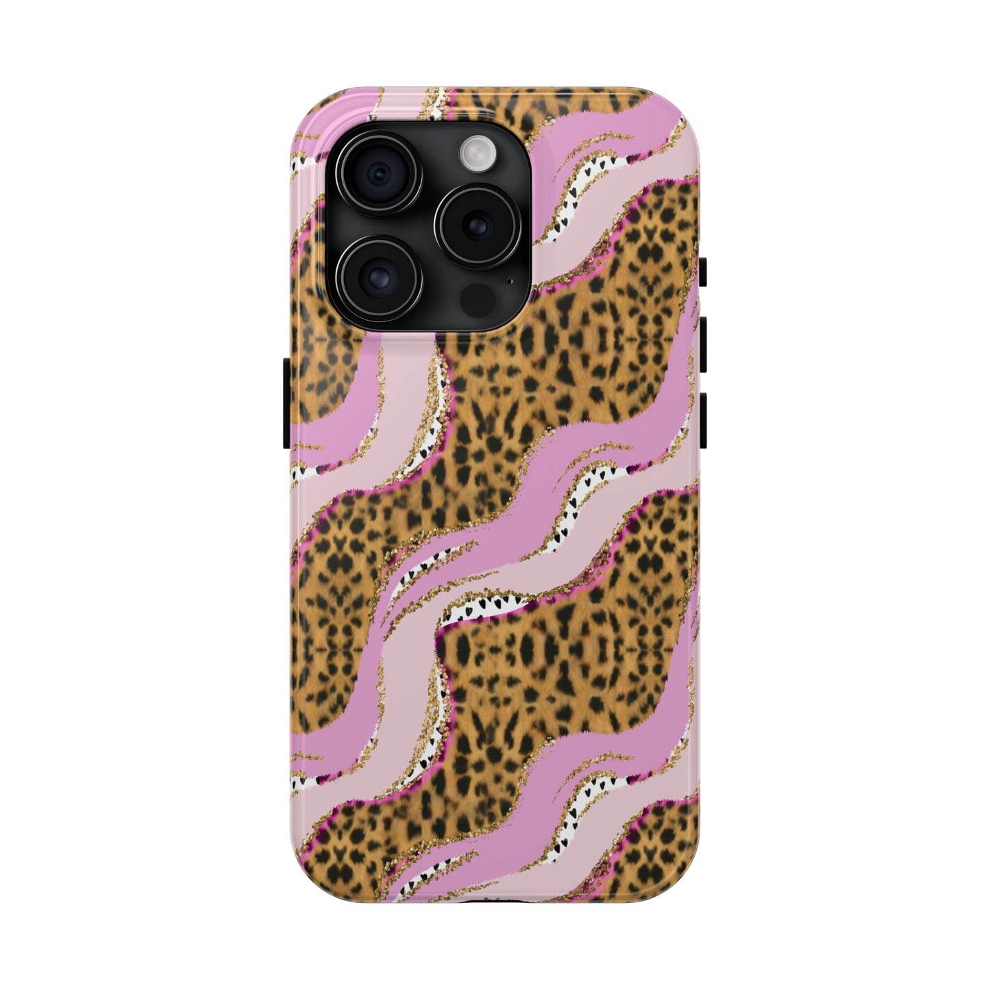 Cheetah Waves with Pink and Gold Design Phone Case- Lightweight, Impact Resistant Cover for iPhone 6, 6s, 12, 13, 14, 15