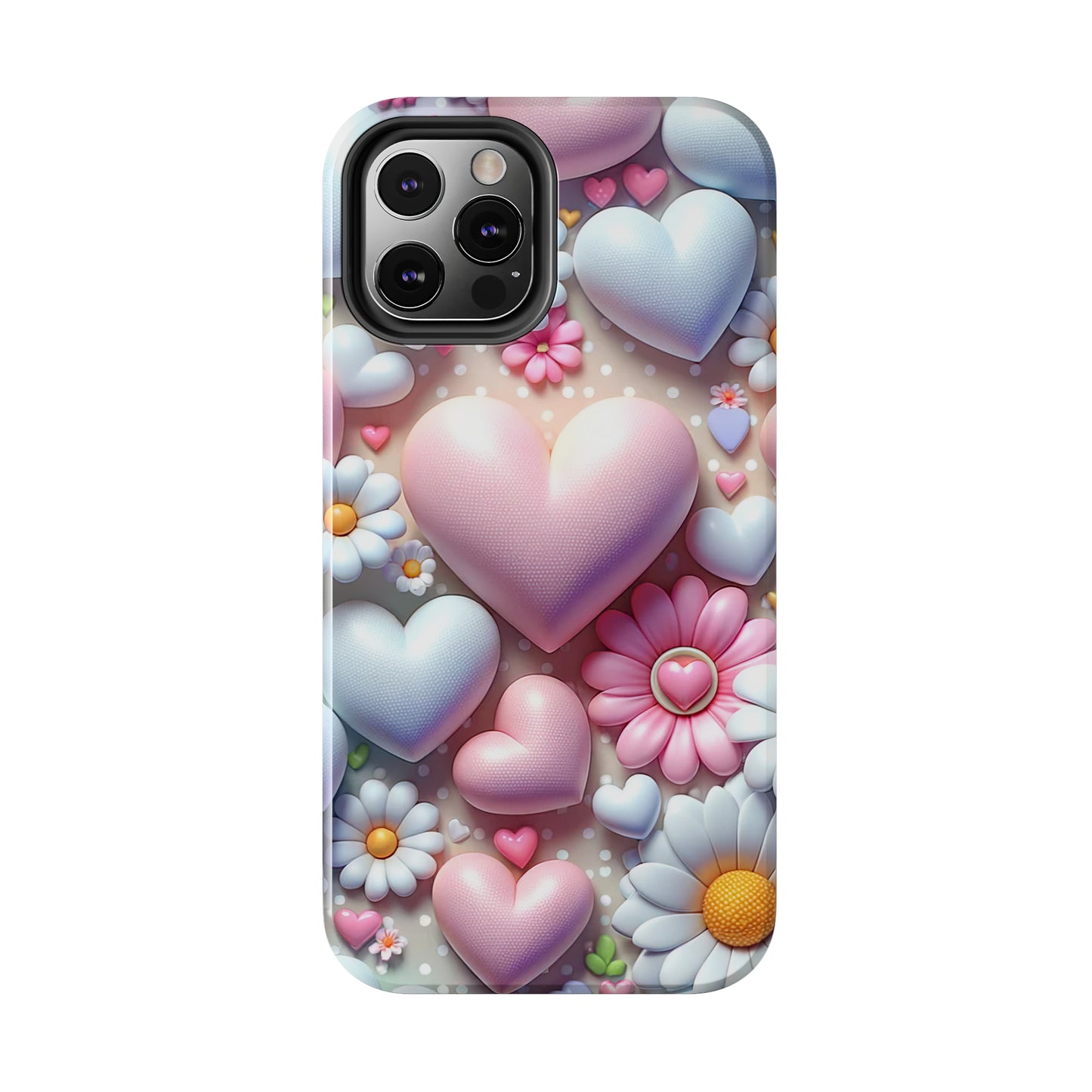 Pastel Heart and Flower Digital print Design Tough Phone Case compatible with a large variety of iPhone models, Gift, Phone Case