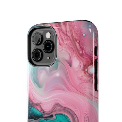 Pink and Teal Alcohol Ink Pattern Design Phone Case compatible with a large variety of iPhone models, Phone Case, Gift