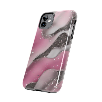 Waves of Pink and Black Pattern print design Tough Phone Case compatible with a large variety of phone models, Phone Case