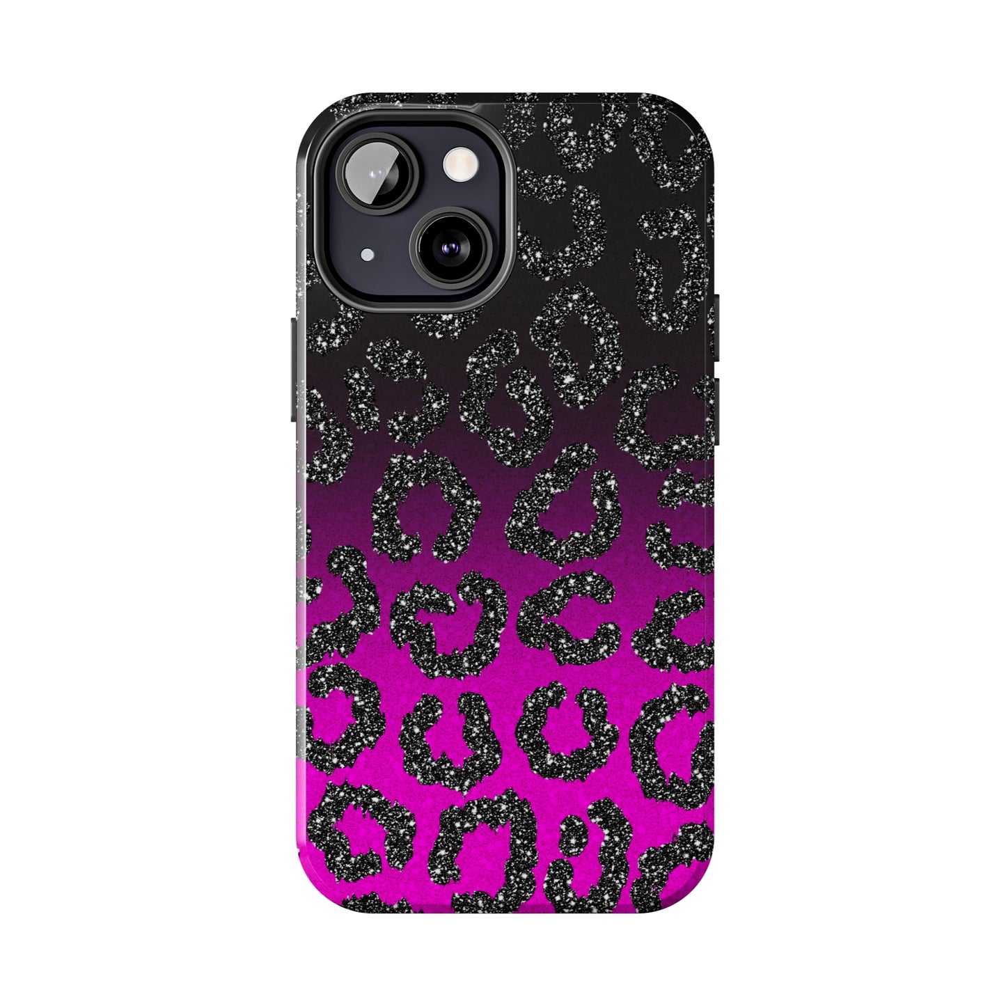 Pink and Black Ombre Leopard Design Phone Case- Lightweight, Impact Resistant Cover for iPhone 6, 6s, 12, 13, 14, 15