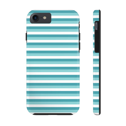 Blue and White Girly Stripe print Design Tough Phone Case compatible with a large variety of iPhone models, Gift, Phone Case