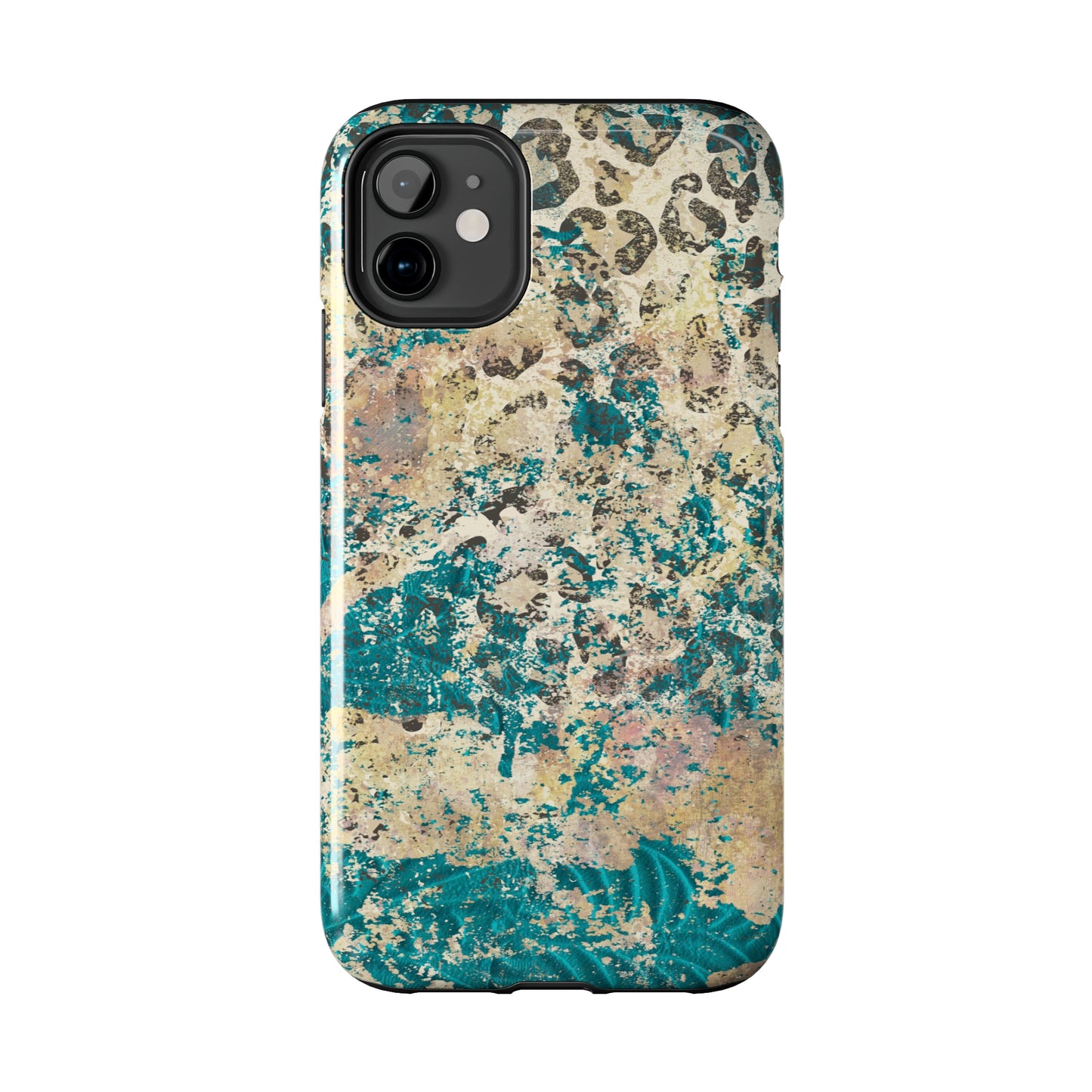 Western Turquoise and Cheetah Design Tough Phone Case compatible with a large variety of phone models, Gift, Phone Case