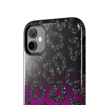 Pink and Black Ombre Leopard Design Phone Case- Lightweight, Impact Resistant Cover for iPhone 6, 6s, 12, 13, 14, 15