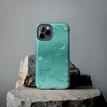 Marbled Turquoise Design Tough Phone Case compatible with a large variety of phone models, Gift, Phone Case