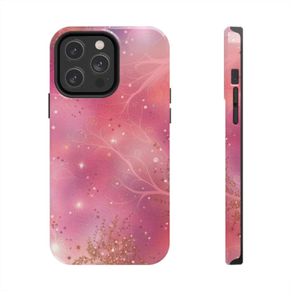 Pink and Gold Pattern Design Tough Phone Case compatible with a large variety of iPhone models, Phone Case, Gift