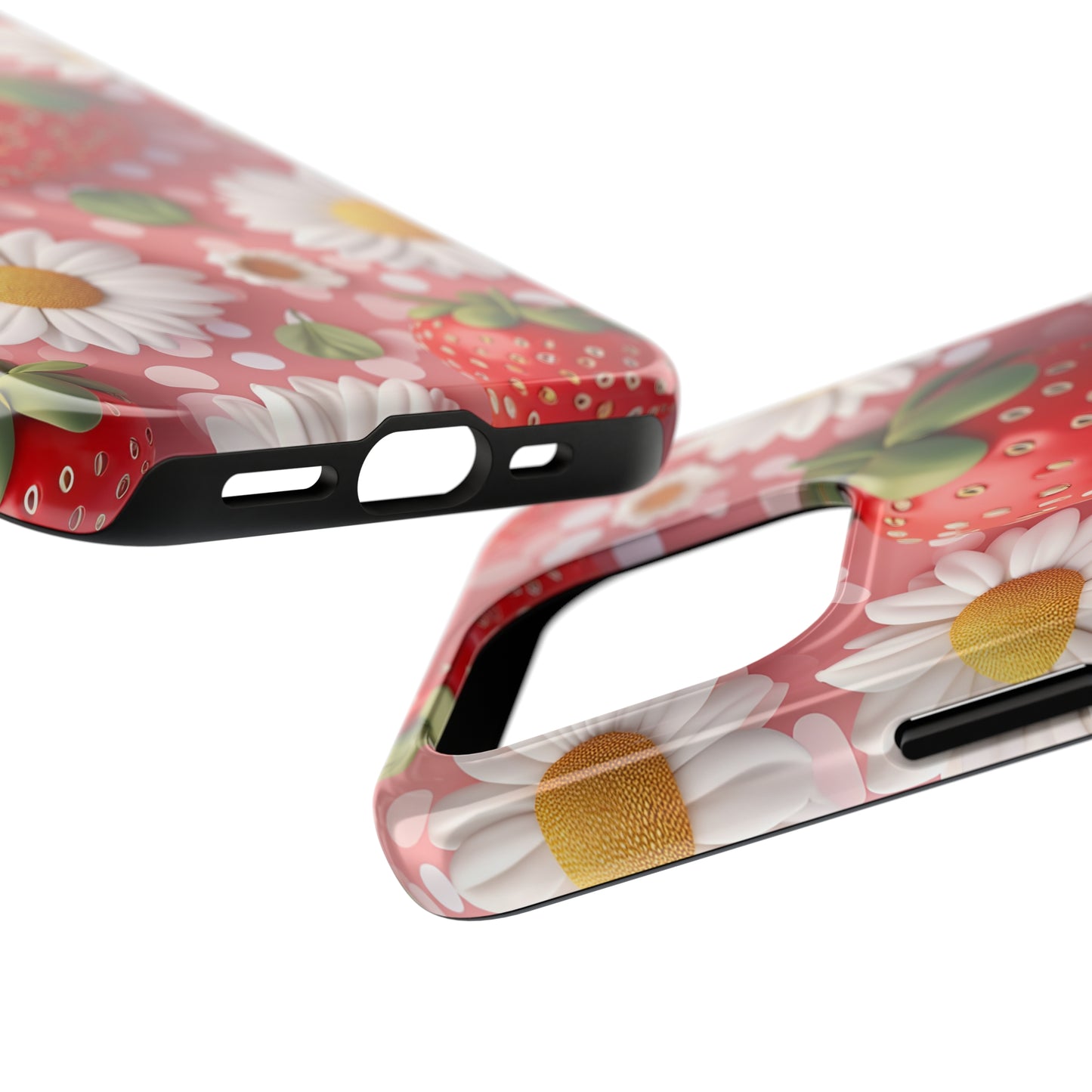 Strawberries & Daisies Digital print Design Tough Phone Case compatible with a large variety of iPhone models, Gift, Phone Case