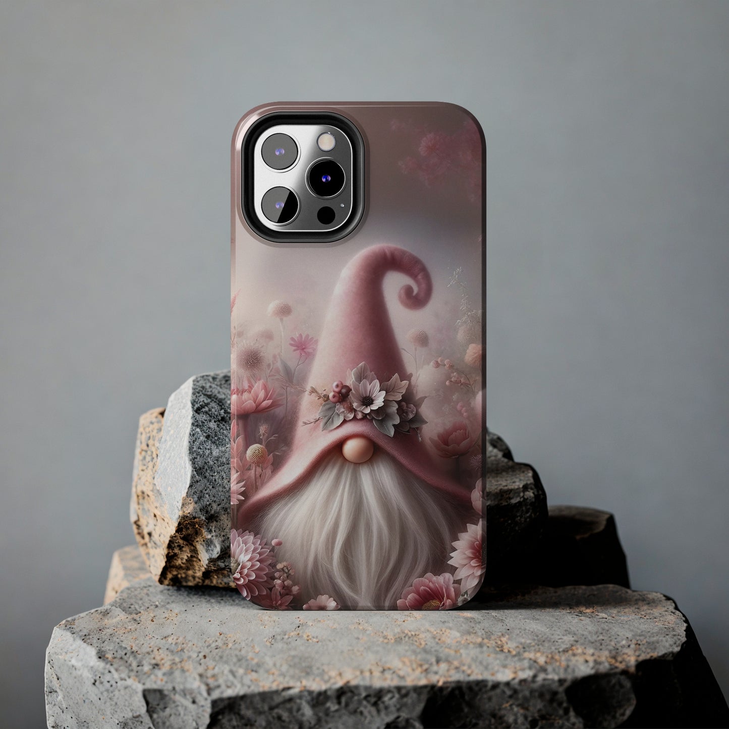 Pink Floral Fantasy Gnome Design Phone Case- Lightweight, Impact Resistant Cover for iPhone 6, 6s, 12, 13, 14, 15