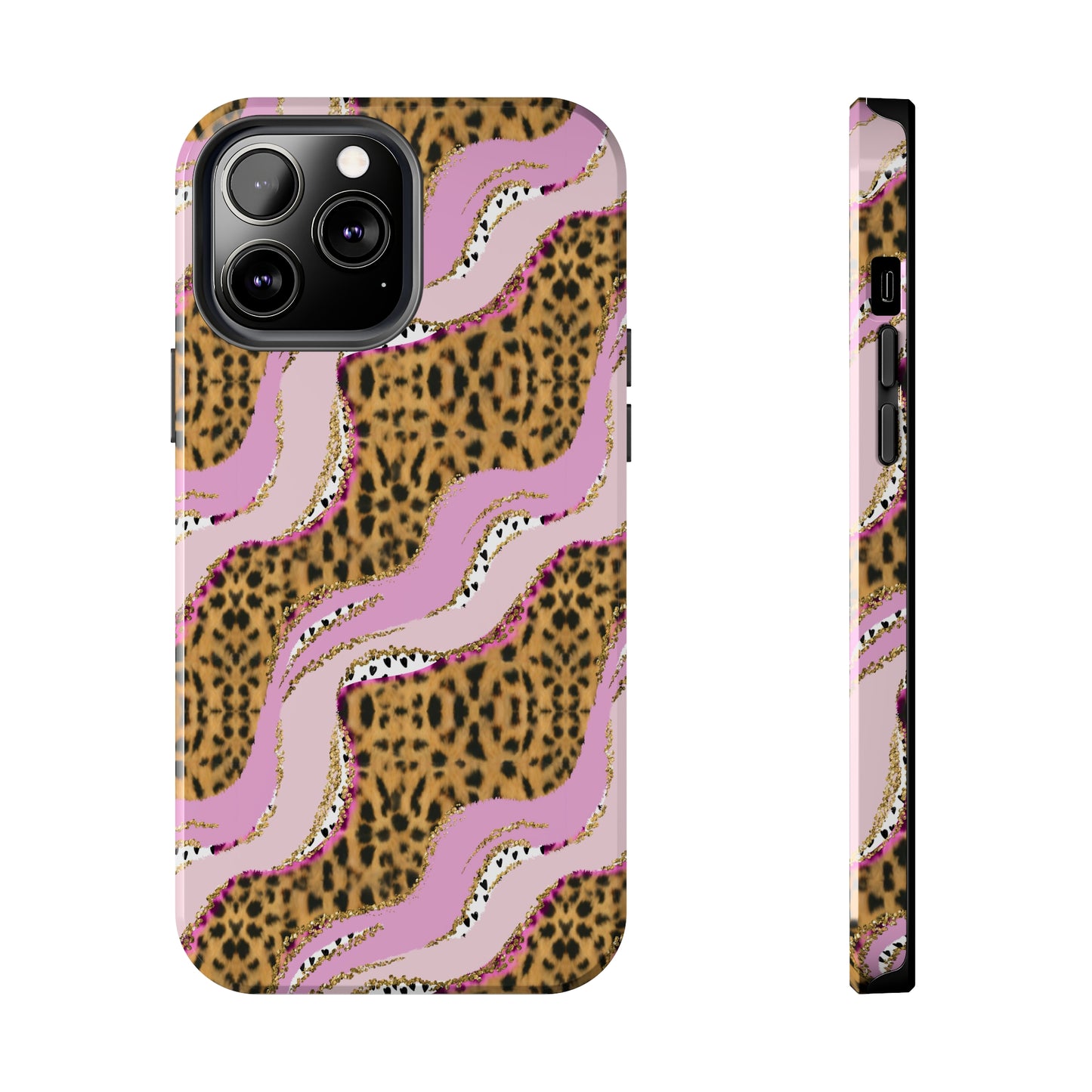 Cheetah Waves with Pink and Gold Design Phone Case- Lightweight, Impact Resistant Cover for iPhone 6, 6s, 12, 13, 14, 15