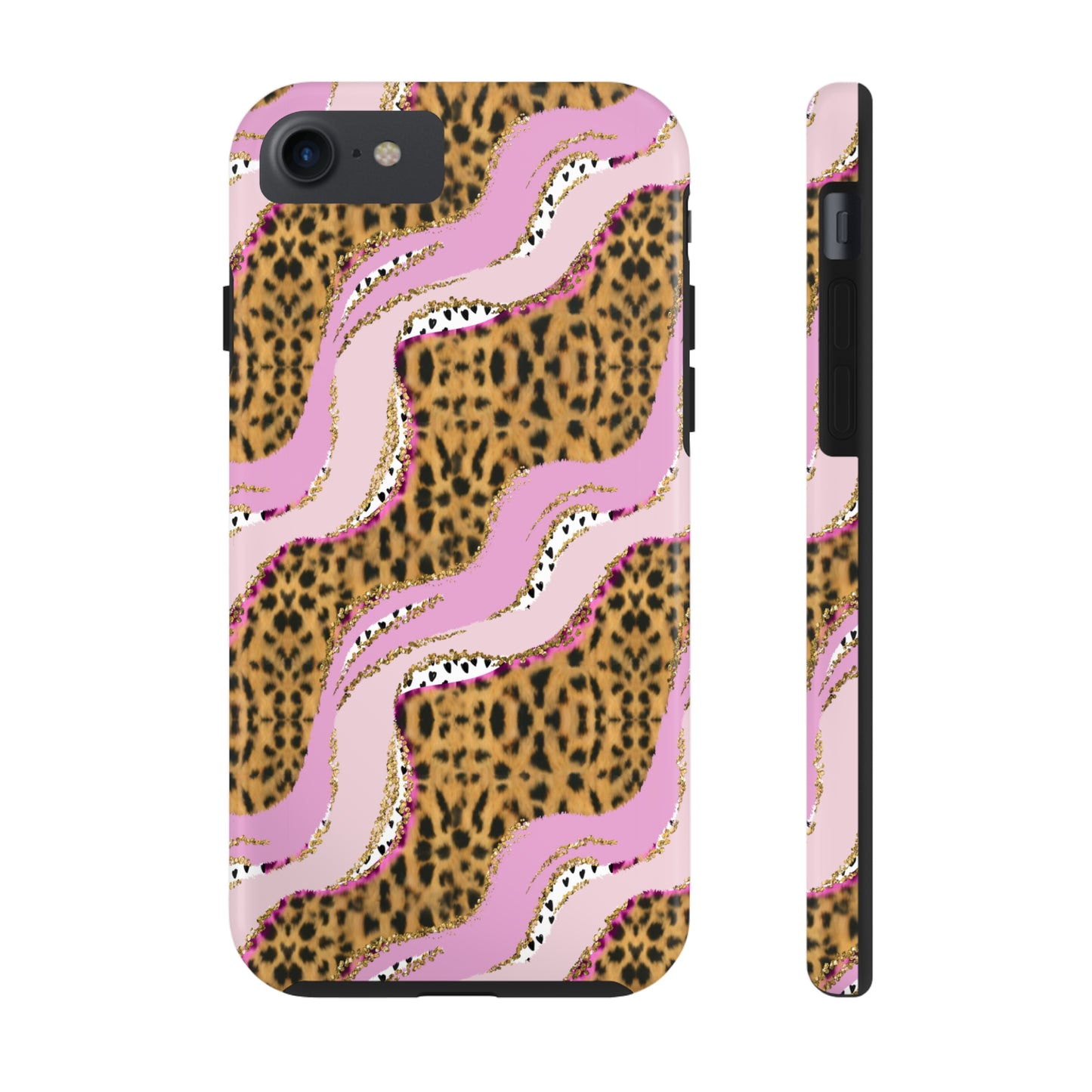 Cheetah Waves with Pink and Gold Design Phone Case- Lightweight, Impact Resistant Cover for iPhone 6, 6s, 12, 13, 14, 15