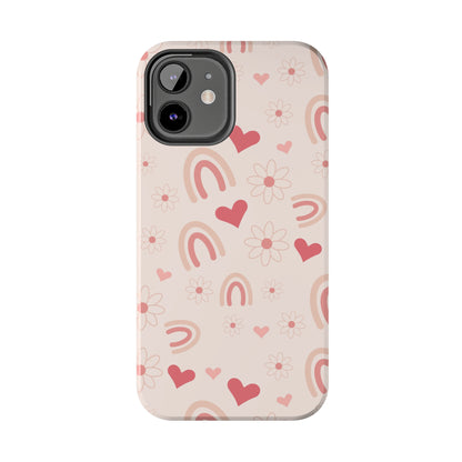 Pink Boho Rainbow print Design Tough Phone Case compatible with a large variety of iPhone models, Gift, Phone Case