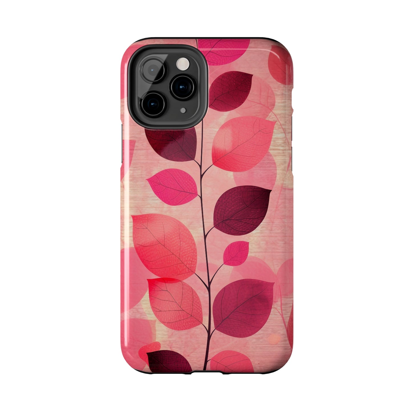 Girly Pink Abstract Leaf Design Tough Phone Case