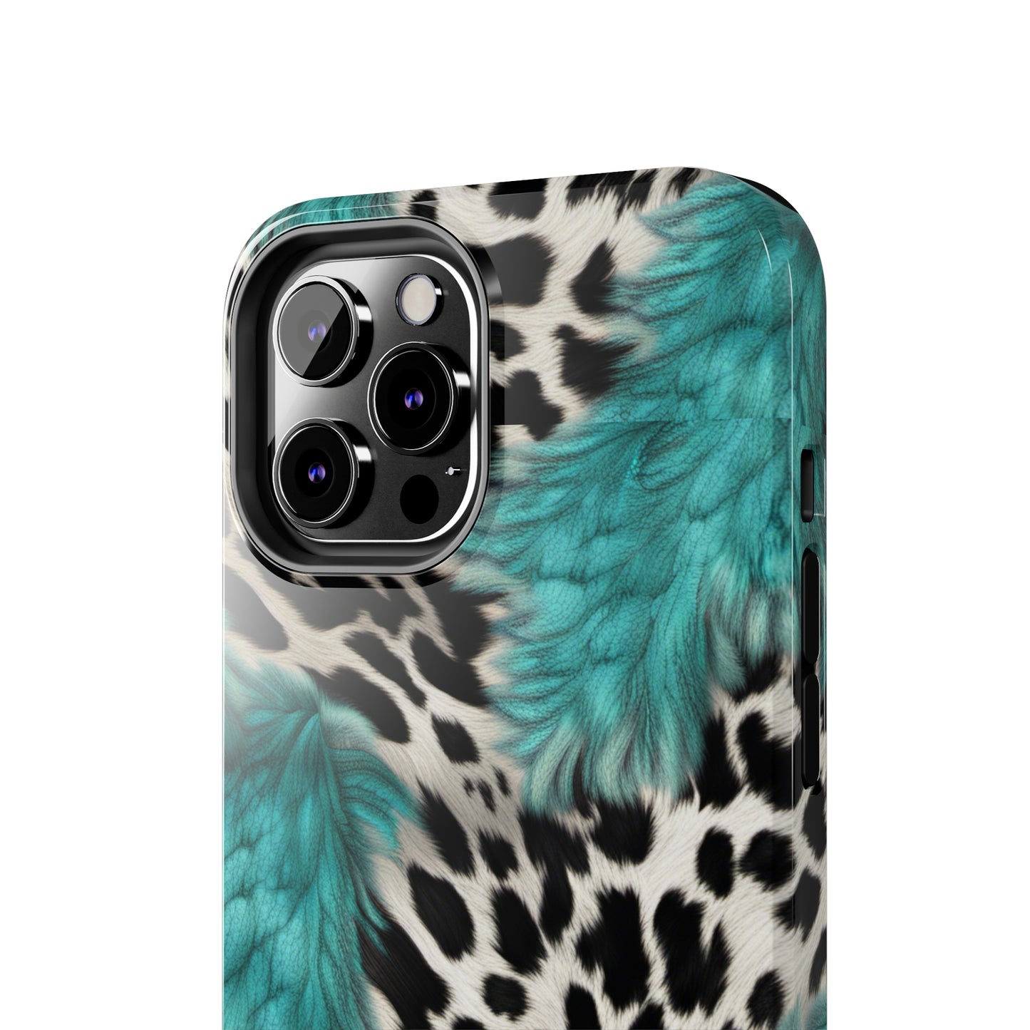 Grunge Turquoise and Animal Print Pattern Design Tough Phone Case compatible with a large variety of iPhone models, Phone Case, Gift