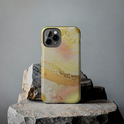 Yellow and Rose Gold Marble design Tough Phone Case compatible with a large variety of iPhone models, Gift, Phone