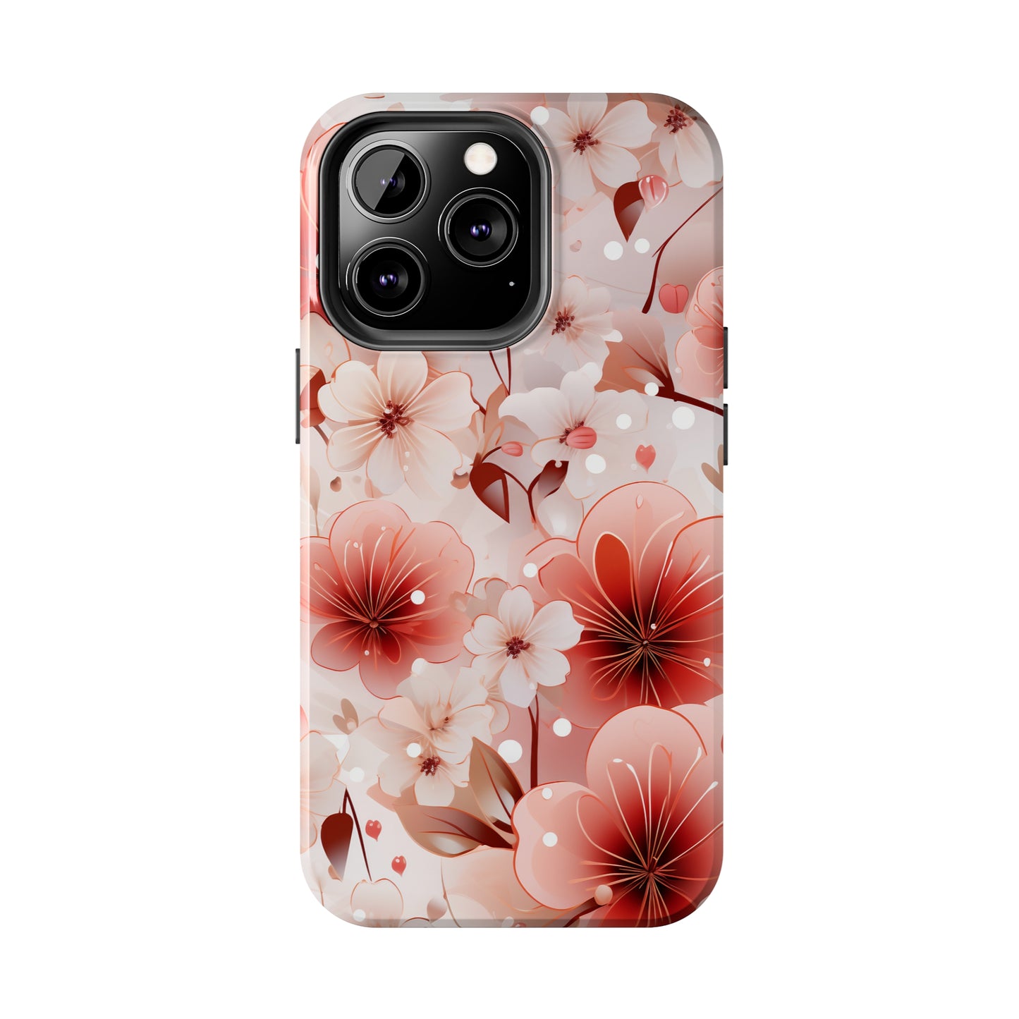 Pink Floral Pattern Design Tough Phone Case compatible with a large variety of iPhone models, Gift, Phone Case