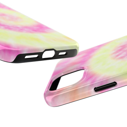 Pink and Yellow Tie Dye Design Phone Case- Lightweight, Impact Resistant Cover for iPhone 6, 6s, 12, 13, 14, 15