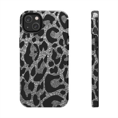 Silver and Black Leopard Design Phone Case- Lightweight, Impact Resistant Cover for iPhone 6, 6s, 12, 13, 14, 15