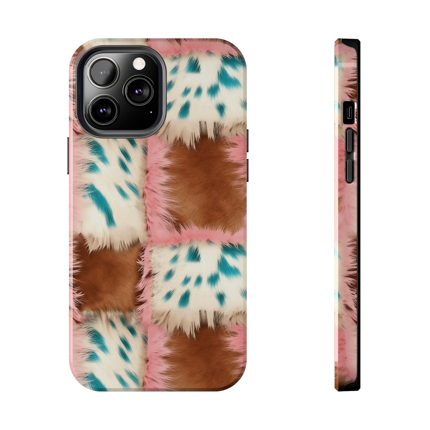 Modern Cowgirl Cowhide Design Pattern Print Tough Phone Case compatible with a large variety of phone models, Phone Case, Gift