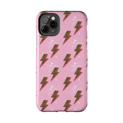 Cheetah Print Lightning Bolts Design Phone Case- Lightweight, Impact Resistant Cover for iPhone 6, 6s, 12, 13, 14, 15