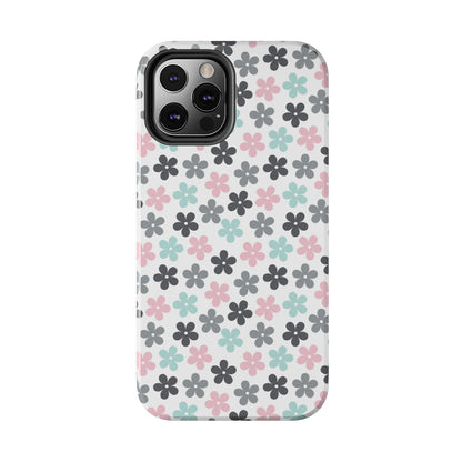 Pastel Groovy Flowers print design Tough Phone Case compatible with a large variety of iphone models