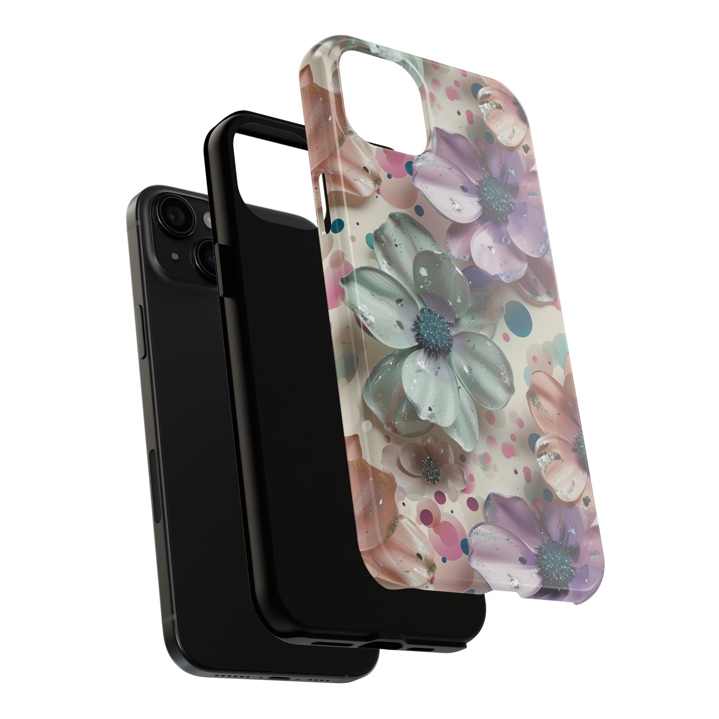 Fun Pastel Flowers Digital print Design Tough Phone Case compatible with a large variety of iPhone models, Gift, Phone Case