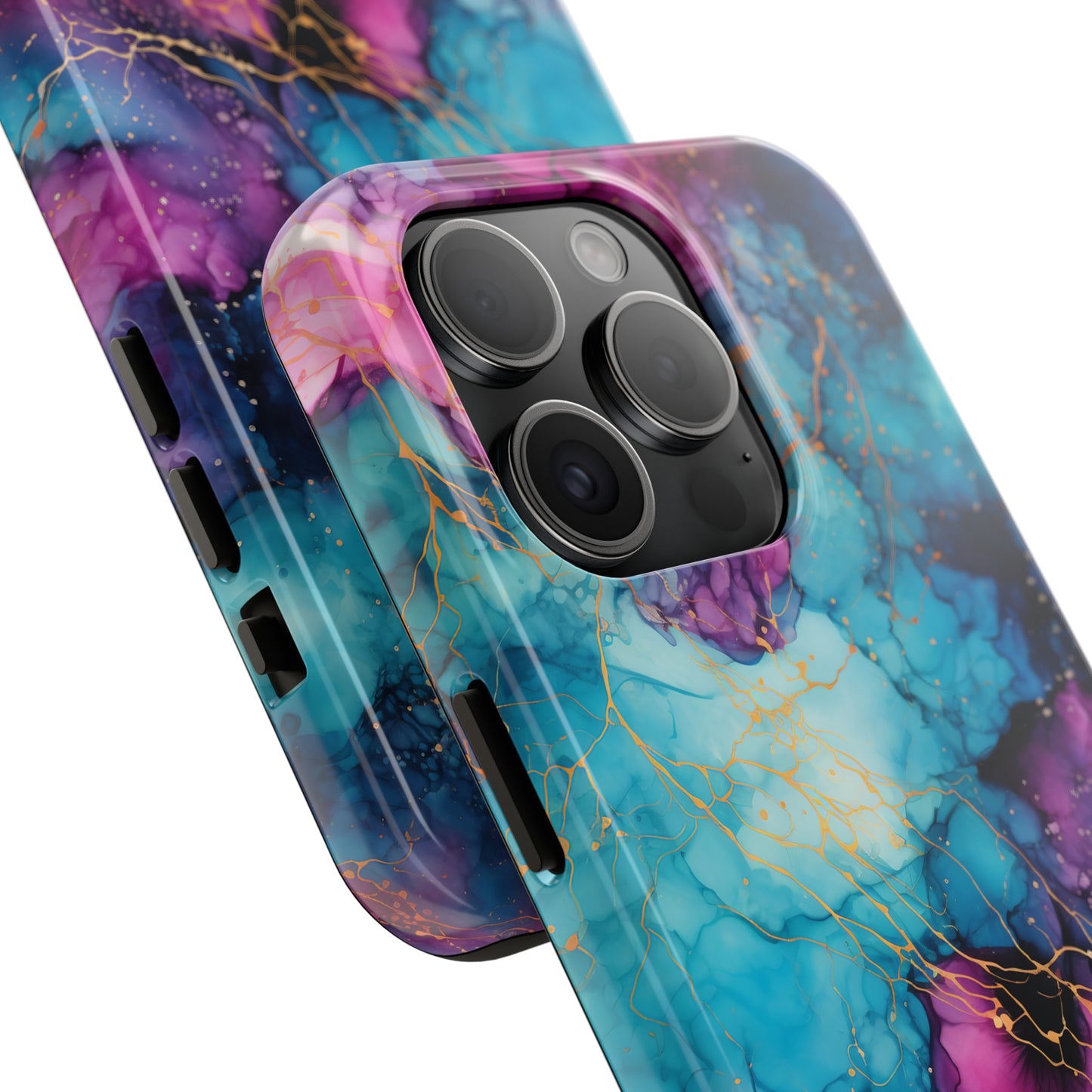 Blue and Purple Alcohol Ink Digital print Design Tough Phone Case compatible with a large variety of iPhone models, Gift, Phone Case